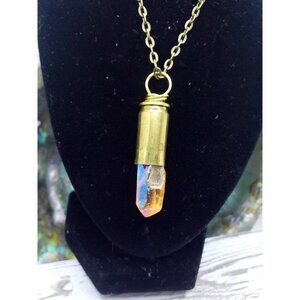 Bullet quartz crystal mens necklace